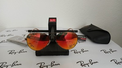 Ray Ban Aviator RB 3025 Spiegel Blitz Rot Kupferrahmen 58 14 Neu