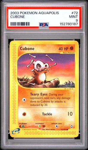 2003 POKEMON AQUAPOLIS #72 CUBONE PSA 9