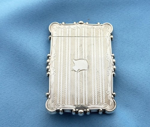 American Coin Silver Calling Card Case Engine Turning Europe Scene Excellent - Picture 3 of 7