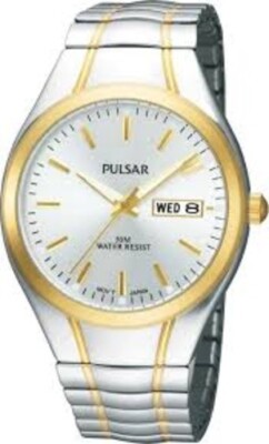 NEW* Pulsar Mens PXN200 Two-Tone Quartz Day/Date WristWatch MSRP $110!