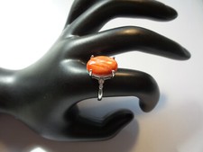 RED SPINY OYSTER SHELL STERLING SILVER RING