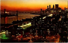 Vintage Postcard New York City By Night
