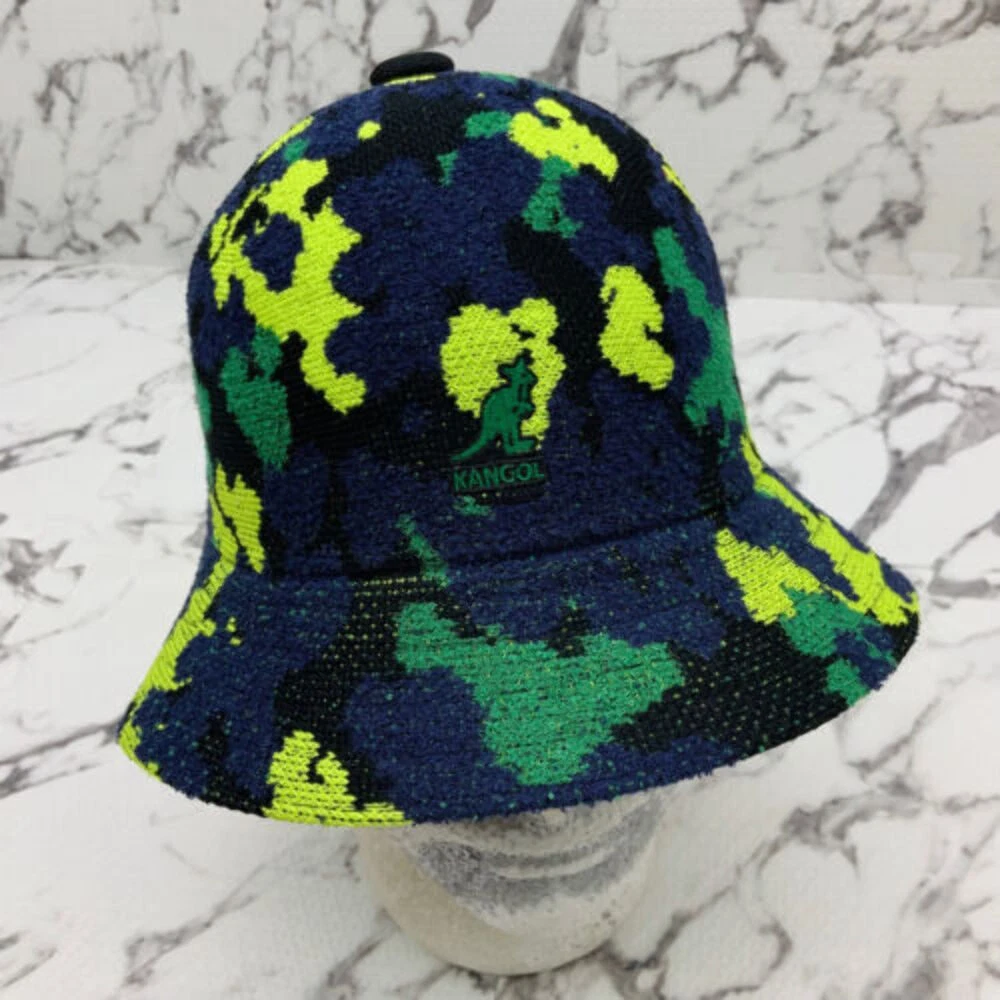 Men's Kangol Nature Camo Navy | Green | Black | Lime Green Casual Bucket NWT