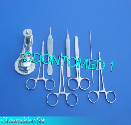 Circumcision Set c/w "Gomco" style clamp 3.5cm, s/s & 6 s/s instruments