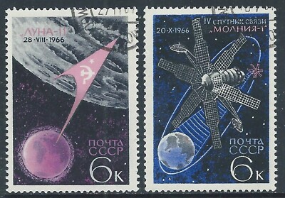 1966 RUSSIA USED SPACE SATELLITE MOON XI AND MOLNIJA I - V21-4