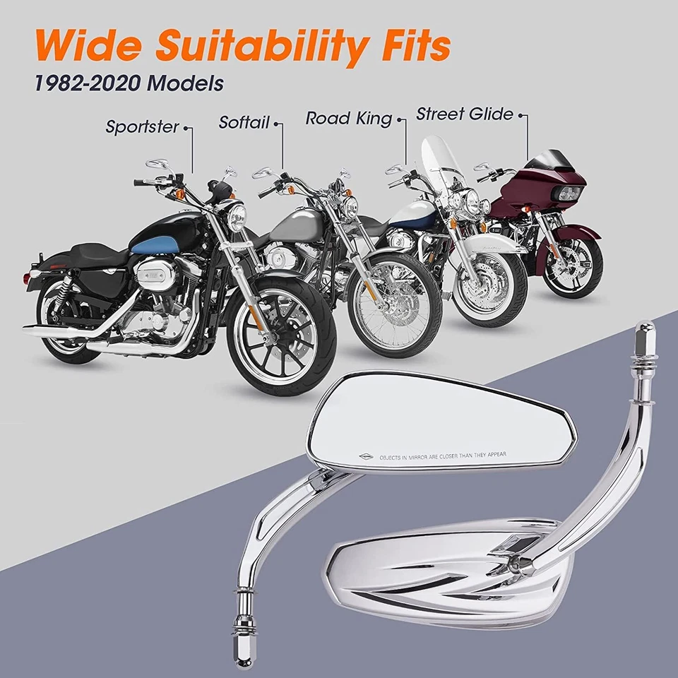 Espejos retrovisores cromados para motocicleta Harley Davidson Heritage Softail Deuce Foto 3 de 4