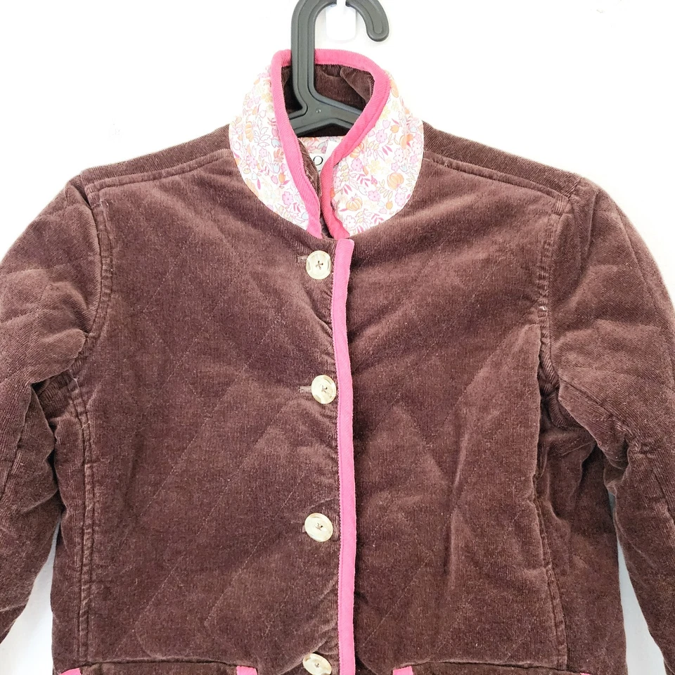 Abrigo De Colección Lilly Pulitzer Niñas Talla 7 Marrón Pana Quited Forro Floral Algodón Foto 4 de 4