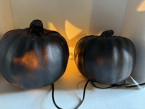 Paar schwarze Schaumstoff leuchtende Jack-O-Laterne Kürbisse Halloween Dekor 8”x8” - Bild 8 von 13