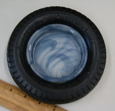 Goodrich 6.5" Silvertown Tire Advertising Ashtray Slag Milk Swirl Glass, SH6015