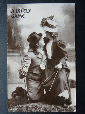 Gruß Angeln Angeln Thema EIN SCHÖNES SPIEL um 1907 RP Postkarte von Davidson Bros