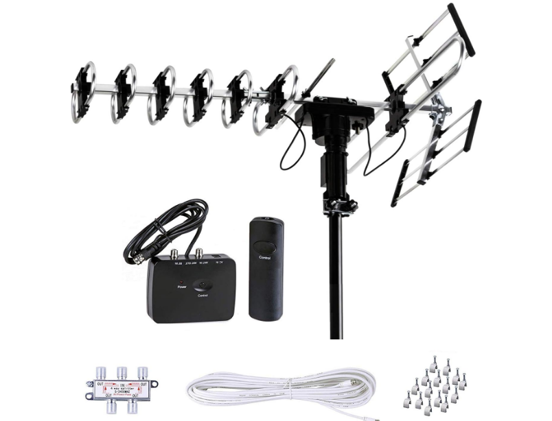 Best 200-Mile Motorized 360° HD Outdoor TV Antenna w/Extras  