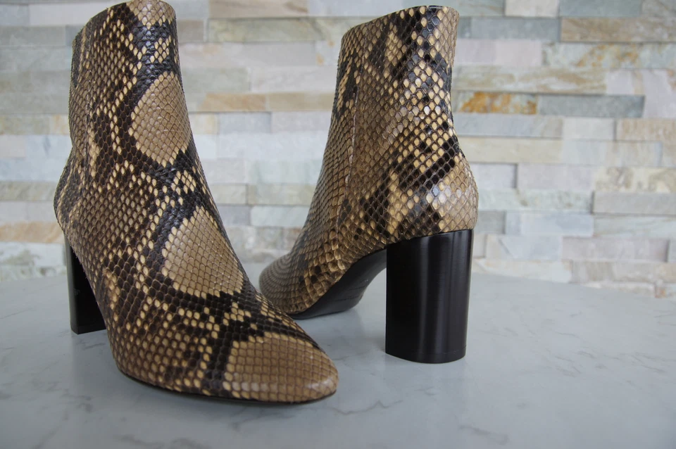 Saint Laurent Talla 37 Botines Botas Pitón Serpiente Braun Antiguo - Imagen 4 de 4