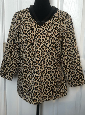 Nine West Leopard Blouse Size Large