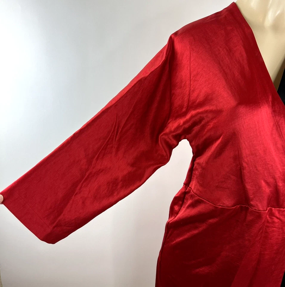 Zero + Maria Cornejo Oki платье размер 6 искусственного надежном красный черный атласный Colorblock допио - Изображение 3 из 4