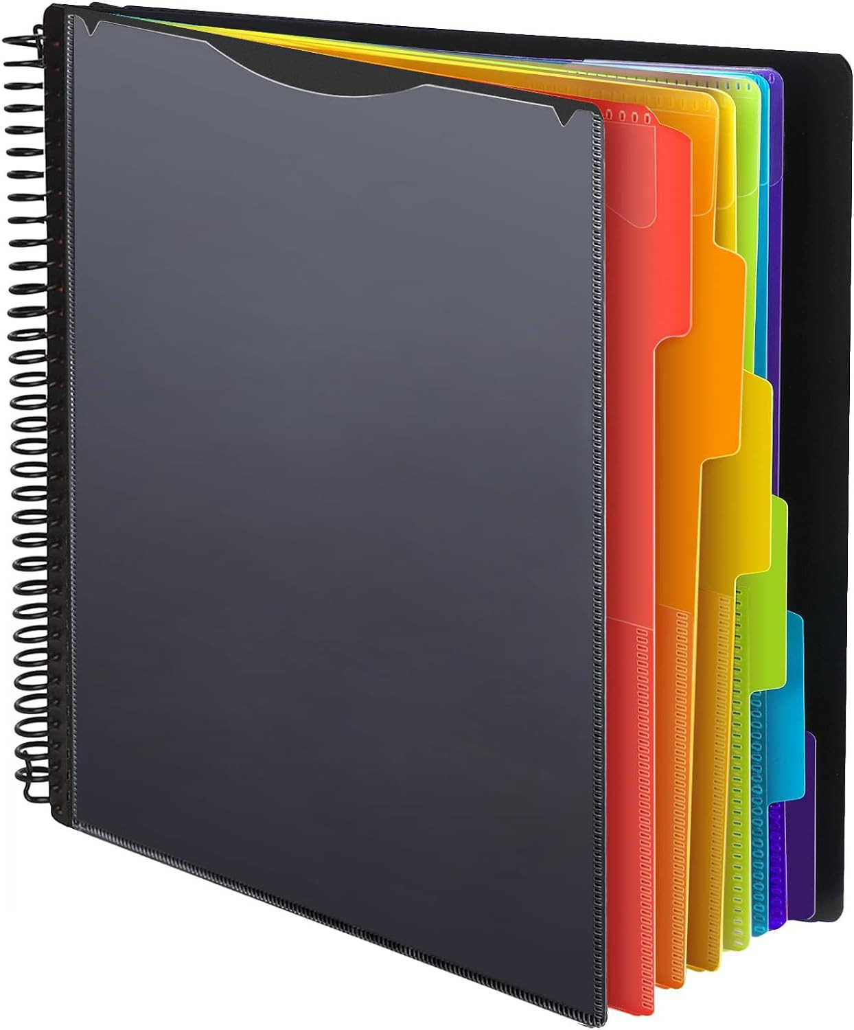 12 Pocket Plastic Folders with Pockets, 6 Colors Multi Pocket Folder Binder with