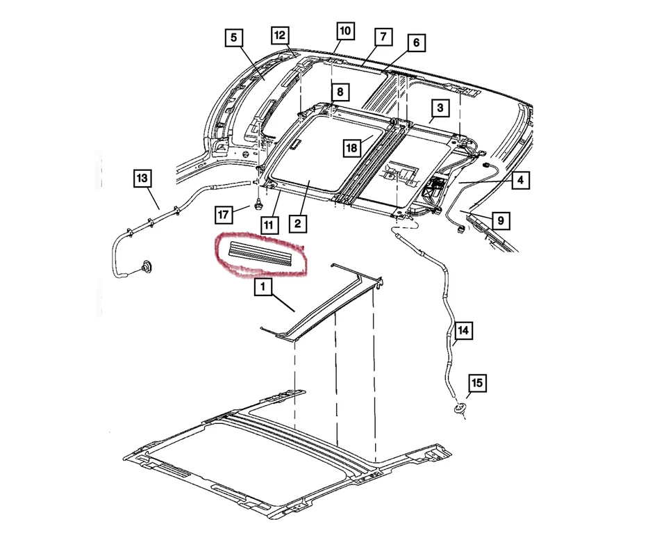 Tapicería antipolvo techo corredizo Chrysler 300 para 2005-2010 Foto 2 de 3