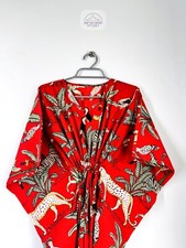 NEW RED KAFTAN | ANIMAL BLOCK PRINT | WEAR IN PARTY, WEDDING, TRAVEL | GIFT FOR
