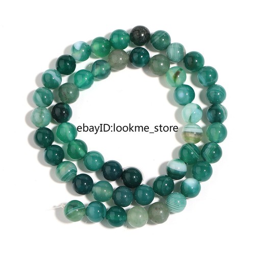 Natural Green Stripe Agate Stone Beads For Bracelet Necklace Jewelry Making DIY - Picture 14 of 16