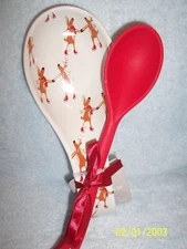 Christmas Reindeer Spoon Rest & Red Silicone Spoon New