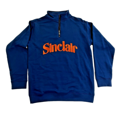 Sinclair Global Anniversary 1/4 Zip Sweatshirt in Navy Blue Orange