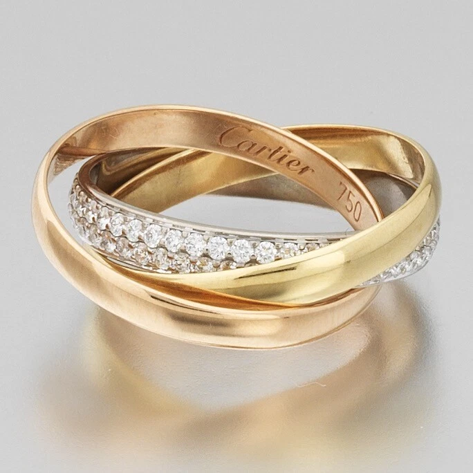 Cartier Trinity Diamond 18 Karat Yellow Gold Wedding Band Ring