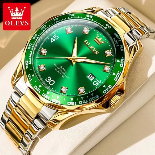 OLEVS Men's Stainless Steel Luminous Business Date Quartz Watch Shock Resistant - Picture 13 of 14