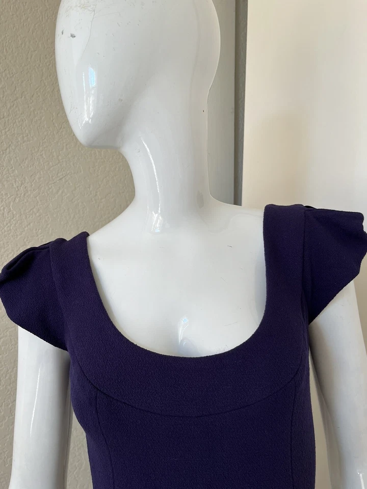 Vestido Vaina CHARLES CHANG-LIMA Ciruela Oscura Manga Gorra Texturizada Viscosa Forrado Talla 2 Foto 2 de 4