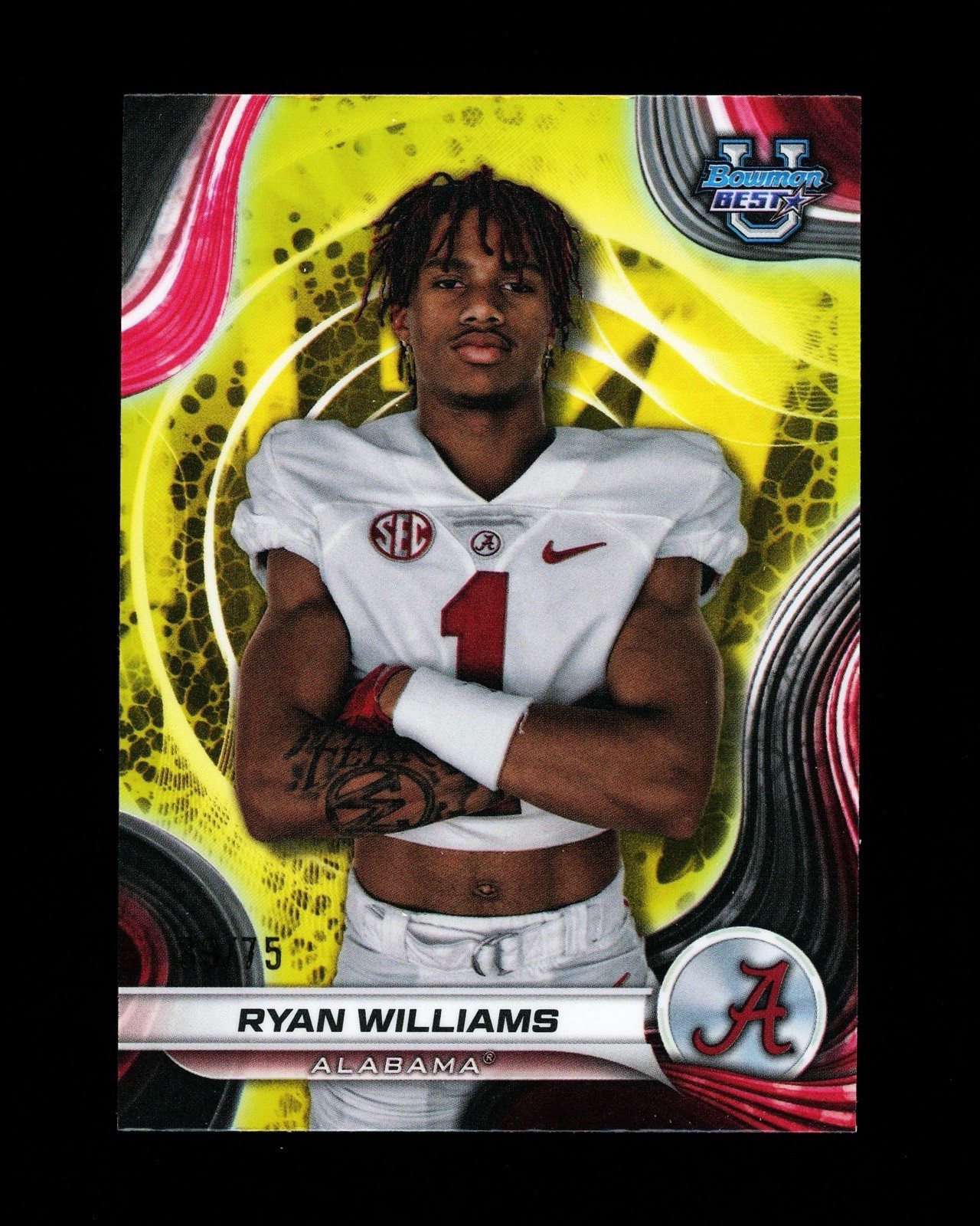 2024 Bowman University Best Ryan Williams Yellow Alabama Crimson Tide 39/75 #82