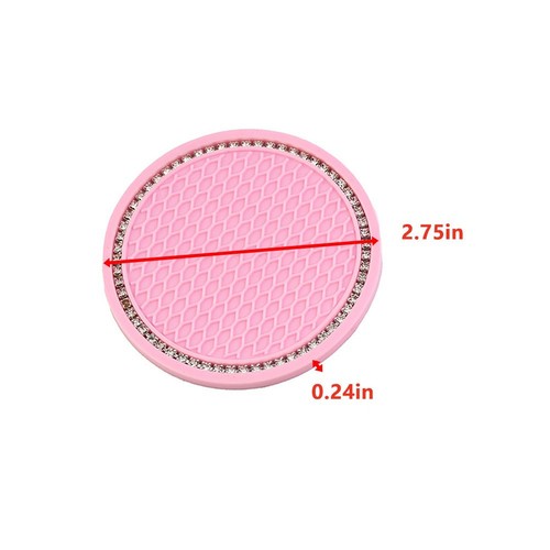 Cup Holder Mat Pink Rhinestones 2pcs Set 7cm Dia Accessories High Quality - Bild 3 von 12