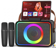 Premium Karaoke Machine,Portable Bluetooth Speaker with 2 Wireless Microphone