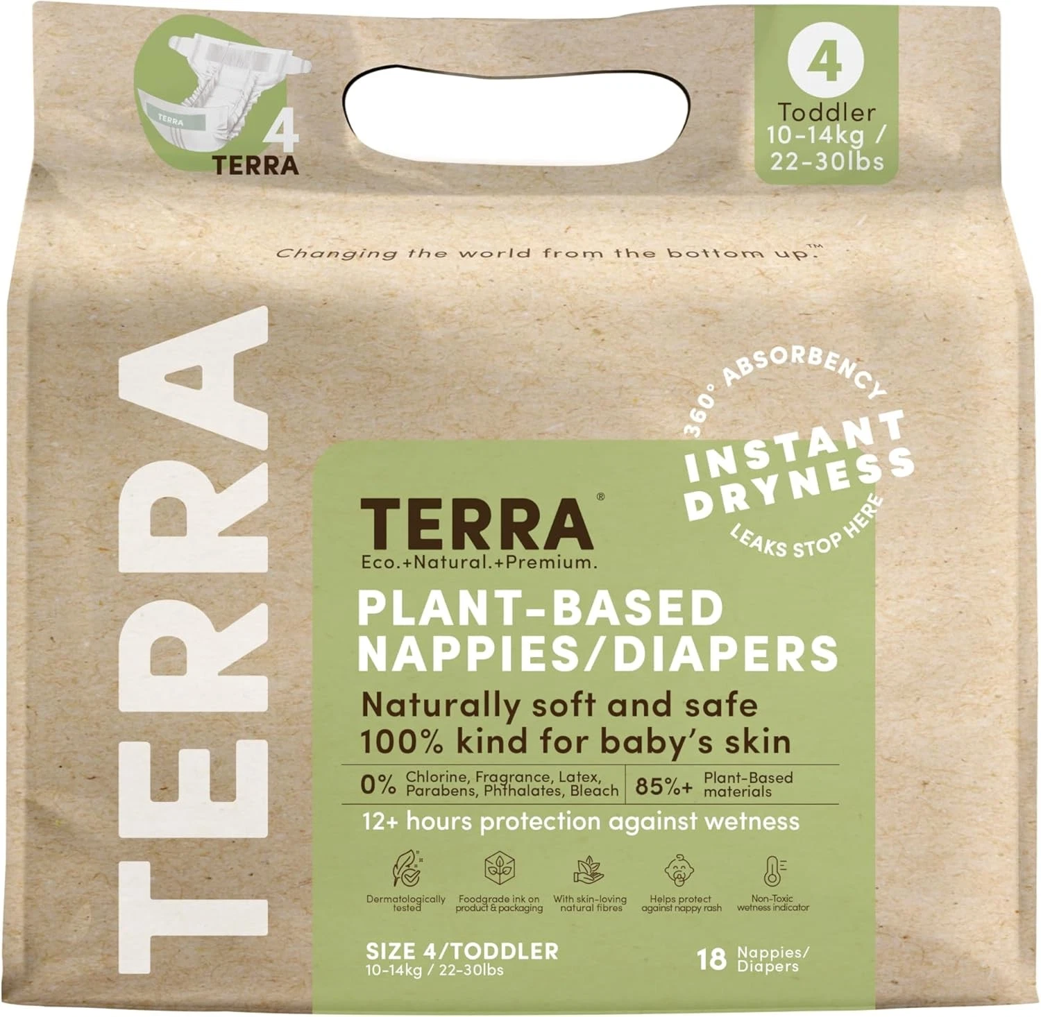 Terra Organics Toddler Diaper Size 4 18 Pack (8 Count)