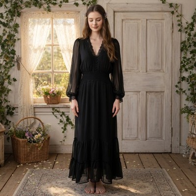 black peasant maxi dress TARIENDY Womens Peasant Dress Off the Shoulder Victorian Irish Dresses Flowy Cotton Linen Maxi Dress Vintage Trumpet Sleeve Gown Dresses Lace Up