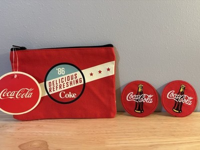 Coca Cola Combo:  1 Storage Bag & 2 Embroidered Patches Iron On or Sew On