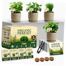 Indoor Organic Herb Garden Kit, Unique Starter Organic Grow Herb Kit