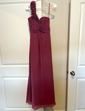 Alexia Designs Bridesmaid Dress 4152 Mauve Chiffon One Shoulder Size 6