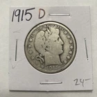 1915 D Barber 90% Silver Half Dollar 50c US Coin