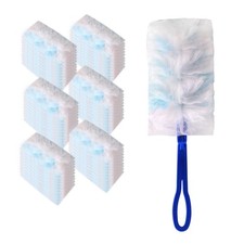 60 Pcs Blue Duster Refills Static Dust Removal Brush Disposable Head with 1 H...