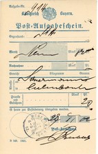 K&ouml;nigreich Bayern Post-Aufgabeschein Aufsess 1902