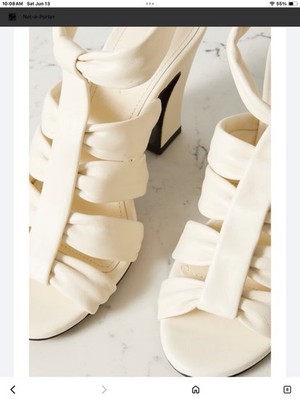 Khaite White Strappy Open Toe Ankle Strap Buckle Block Heel Sandals Women