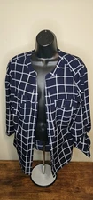 New Notations Womens Size M Black and White Checkered Blouse 3/4 Tab Sleeves