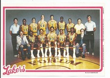 1980-81 TOPPS TEAM POSTER #8 - LOS ANGELES LAKERS - MAGIC JOHNSON ROOKIE YEAR