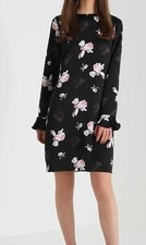 NWT Banana Rebublic Black Ruffle Sleeve Floral Dress Size 0 MSRP $139 Free Ship