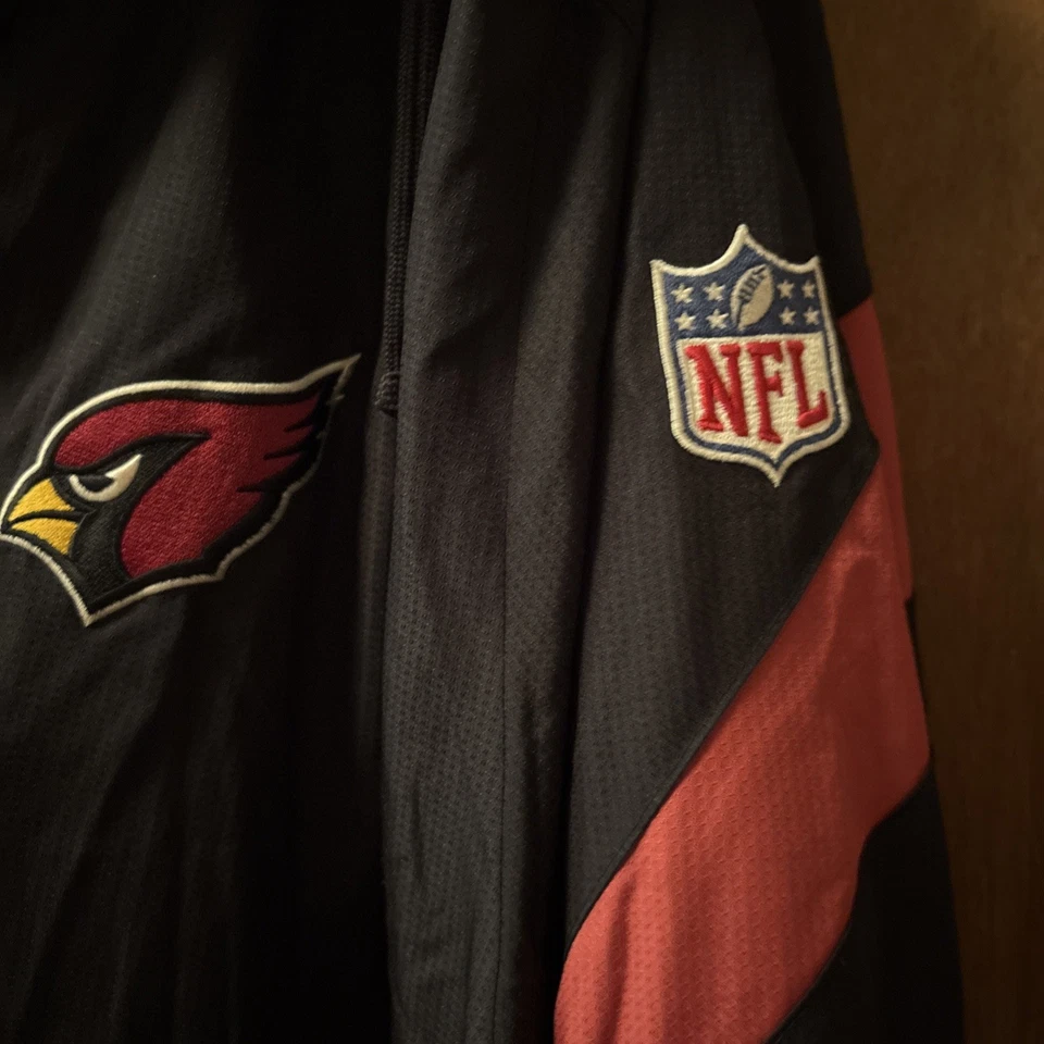 Reebok NFL On Field Arizona Cardinals Hooded Jacket Mens XXL Black Red Zip Up - Image 3 of 4