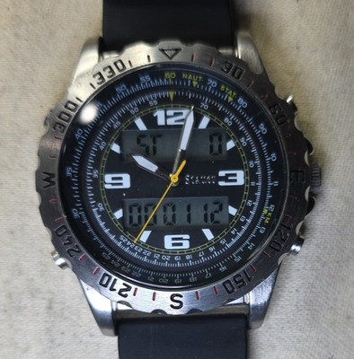 Men's STAUER Centurion Hybrid Chrono Watch Stainless Steel Ana-Digi Quartz RUNS