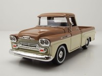 Chevrolet Apache Fleetside Pick Up 1958 Beige Braun Modellauto 1:24 Motormax