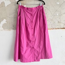 Vtg 80s Midi Skirt Pleated Pink Button Front Pockets Classic Prep Haberdashery