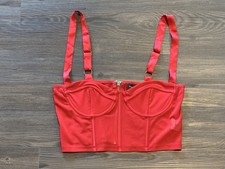 White Fox Red Corset Crop Top Bustier Size Medium
