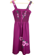 Vintage Liberty House Young Hawaii Dress Size M Purple Floral Smocked Hawaii