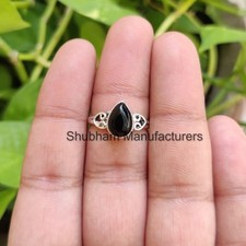 Natural Black Onyx Ring Handmade 925 Sterling Silver Ring Jewelry Gift for Women