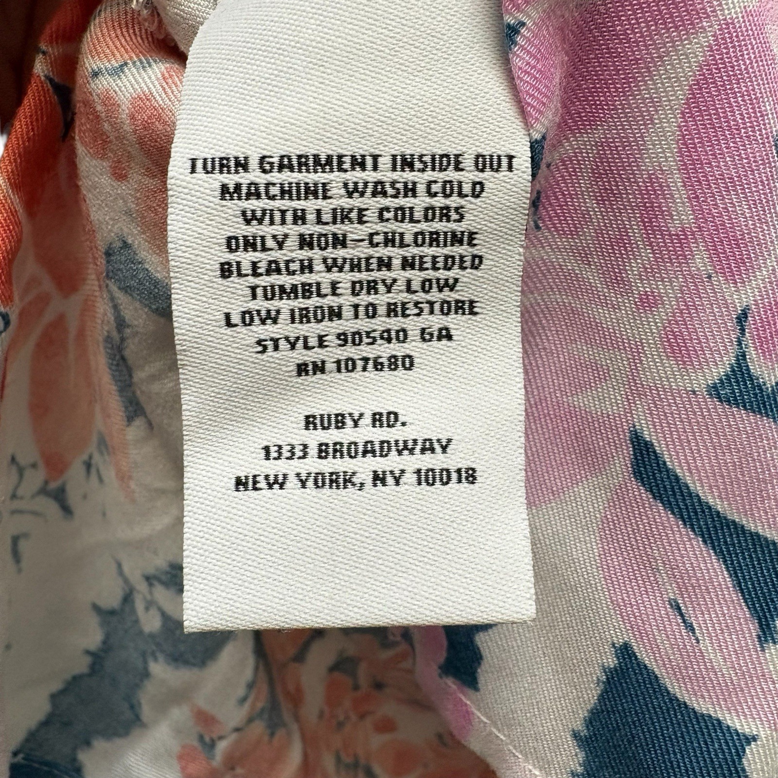 Ruby Rd Blue White Melon Floral Print Split Neck … - image 6